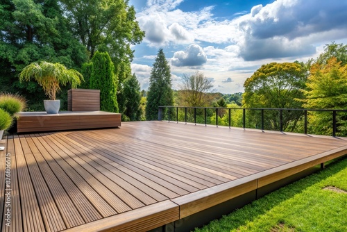 smart outdoor deck featuring weather resistant materials, materials, featuring, weather, resistant photo