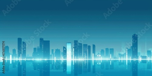 Abstract Vector Illustration, Futuristic blue Urban city Landscape with Advanced Smart City Technology, Graphic Resources, Wallpapers, Brochure, Websites, banner design, Advertising, web, background 