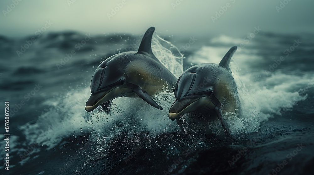 Obraz premium A dolphin jumps out of the sea