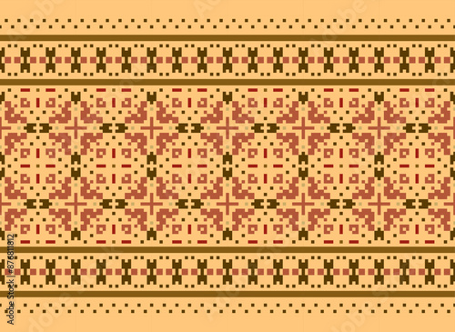 Seamless geometric ethnic Asian oriental and tradition pattern design for texture and background. · Ethnic boho pattern with geometric in bright colors.