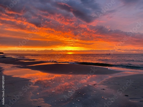 Obraz na płótnie Sonnenuntergang am Strand von Zingst, Ostsee, Mecklenburg-Vorpommern, Deutschland w salonie