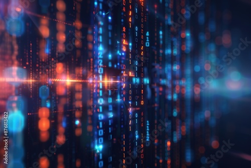 Wallpaper Mural Abstract digital background. Big data stream. The concept of science, technology, business, space 3d rendering Torontodigital.ca