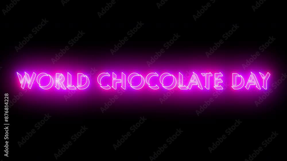 World Chocolate Day text animation in 4K. Easy to put into any video. Neon-colored text with a glowing moving outline on a dark background in 4K. Technology video material animation in 4k.
World Chocolate Day text animation in 4K. Easy to put into any video. Neon-colored text with a glowing moving outline on a dark background in 4K. Technology video material animation in 4k.