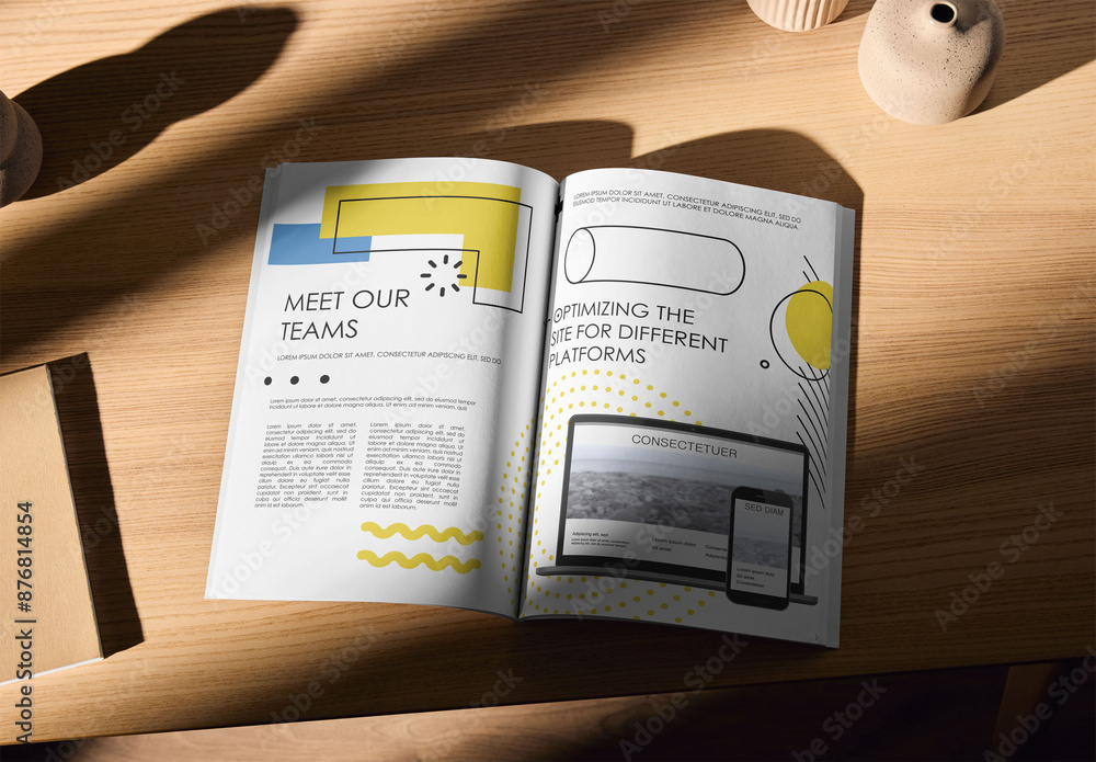 Mockup Of Customizable Open A4 Magazine Stock Template | Adobe Stock