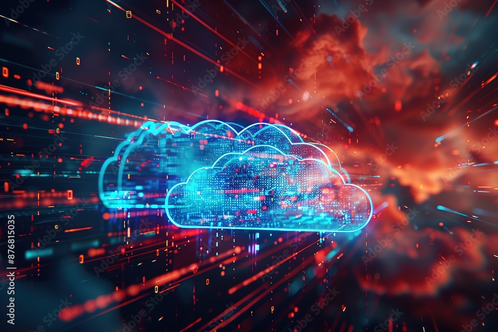 Cloud computing using artificial intelligence, 5g high-speed connection data analysis, Technology of the internet and big data abstract background. 3d Cloud computing using artificial intelligence, 5g high-speed connection data analysis, Technology of the internet and big data abstract background. 3d