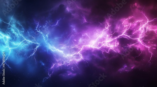 Electric abstract wallpaper featuring vivid purple and blue lightning, captured in ultra-high definition. © hassan