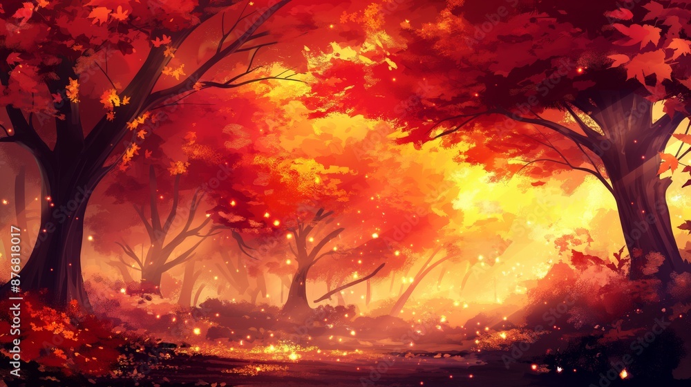 Autumn Forest with Glowing Sunlight Autumn Forest with Glowing Sunlight