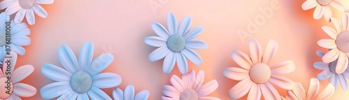 Pastel daisies on a soft peach background, creating a delicate and serene floral arrangement with a gentle, calming aesthetic.