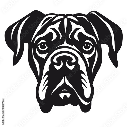  black and white illustration of a boxer dog wearing baseball hat