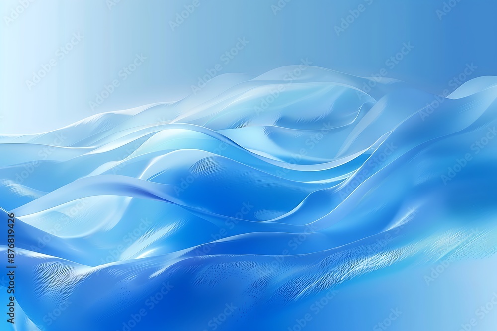 Fototapeta premium Blue abstract wave smooth gradient with Soft Light Lines background.