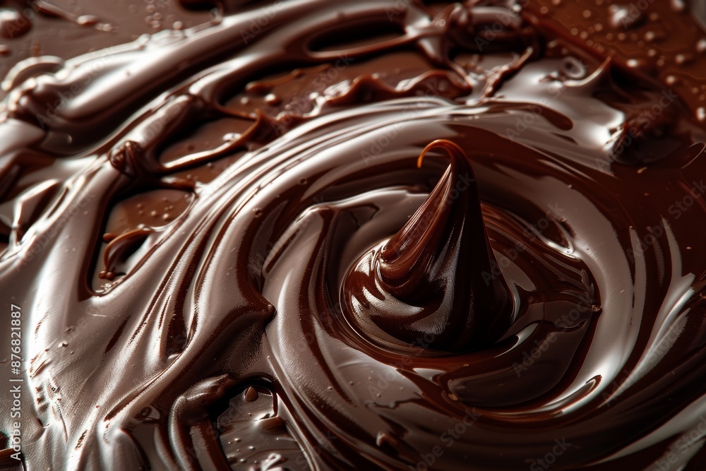 A close-up shot captures the intricate details of a luxurious dark chocolate swirl, showcasing its smooth glossy lines and rich texture A close-up shot captures the intricate details of a luxurious dark chocolate swirl, showcasing its smooth glossy lines and rich texture