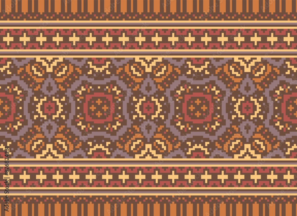 Fototapeta premium Ethnic Pattern. Tribal seamless pattern Aztec Vintage Native American ethnic vector background. vector image. Mexican blanket stripes seamless pattern.