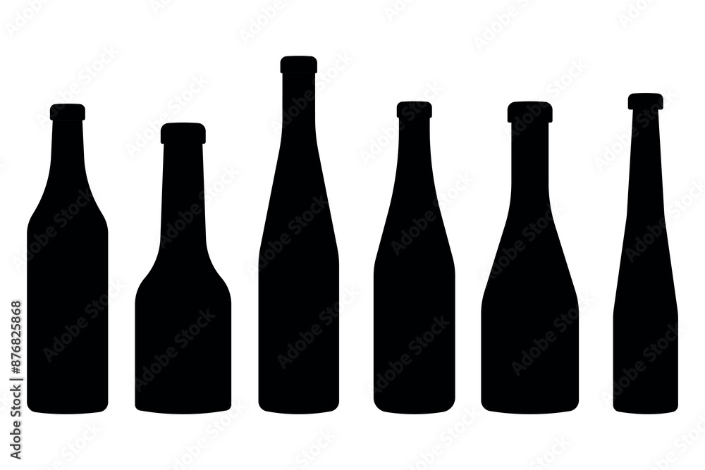 Set of silhouettes of wine bottles. Vector illustration in flat style, eps 10 Set of silhouettes of wine bottles. Vector illustration in flat style, eps 10