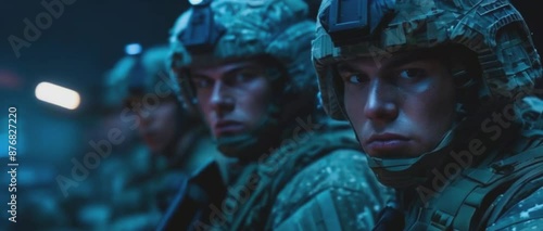 Wallpaper Mural Anonymous soldiers in tactical gear ready for operation in a dimly lit environment. Torontodigital.ca