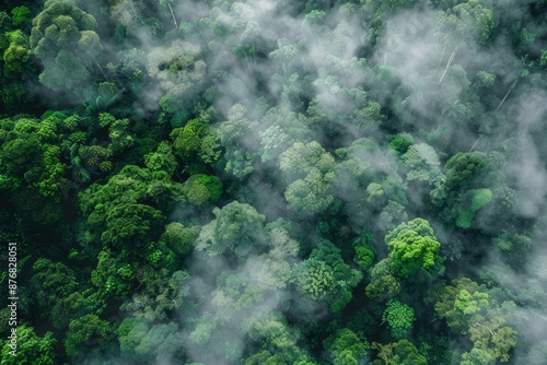 A drone perspective of the cloud forest canopy and over story in the Talamanca Mountains and Volcan Baru National Park
