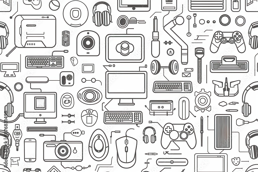 Gaming & Desktop Essentials: Line Art Tech Pattern Gaming & Desktop Essentials: Line Art Tech Pattern