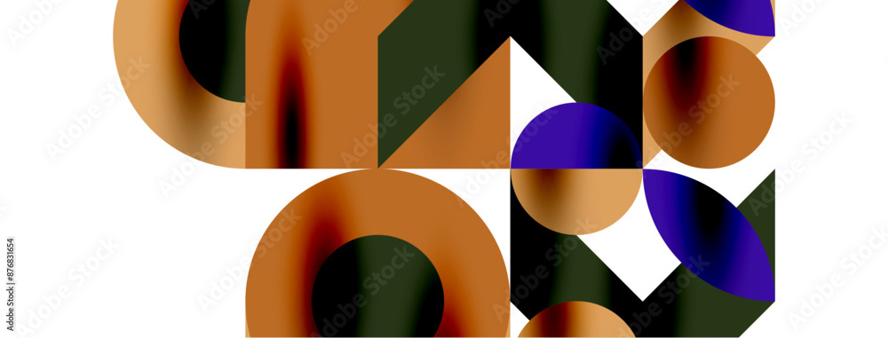 Metal color circles with shadows and other geometric elements composition for wallpaper, banner, background or landing Metal color circles with shadows and other geometric elements composition for wallpaper, banner, background or landing