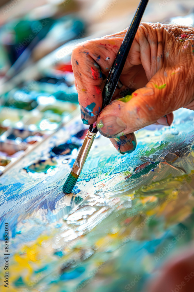 a person engaging in creative activities like painting. a person engaging in creative activities like painting.