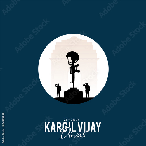26th July Kargil Vijay Diwas Design Concept With Indian Flag And Army Social Media Post, Web Banner, Print Design 