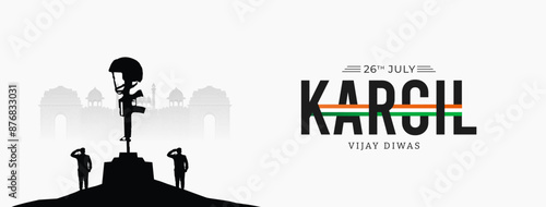 26th July Kargil Vijay Diwas Design Concept With Indian Flag And Army Social Media Post, Web Banner, Print Design 