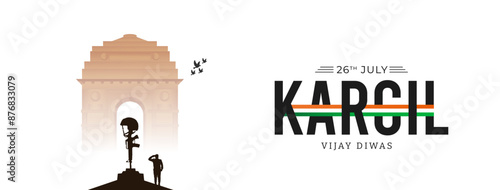 26th July Kargil Vijay Diwas Design Concept With Indian Flag And Army Social Media Post, Web Banner, Print Design 