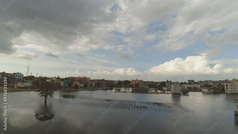 Timelapse City in monsoon with reflection in lake, Patna, Bihar, India Timelapse City in monsoon with reflection in lake, Patna, Bihar, India