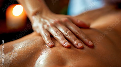 Wallpaper Mural gros plan sur une main en train de masser un dos avec de l'huile de massage Torontodigital.ca