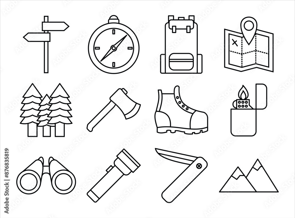 Hiking Adventure Icon Set Hiking Adventure Icon Set
