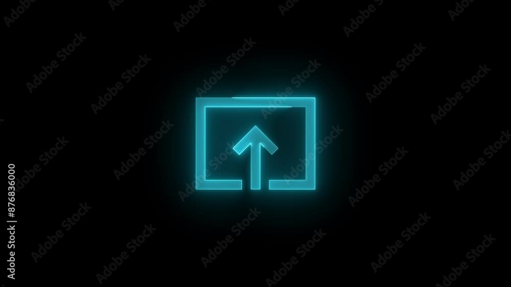 New window arrow up square box icon glowing neon cyan color animation New window arrow up square box icon glowing neon cyan color animation