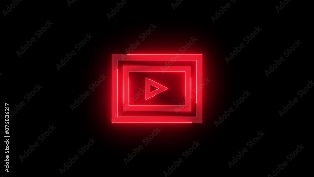 Media pause slideshow icon glowing neon red color animation Media pause slideshow icon glowing neon red color animation