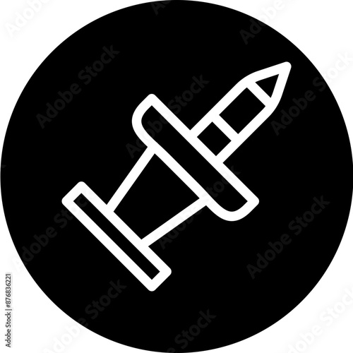 pin Vector Line White Circle Black