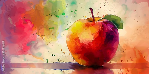 Watercolor Emu apple Fruit in Stunning. photo