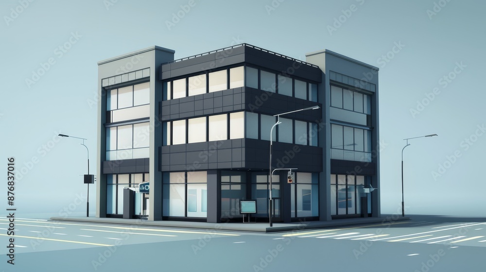 3D vector of a business building, representing office and business concepts. 3D vector of a business building, representing office and business concepts.