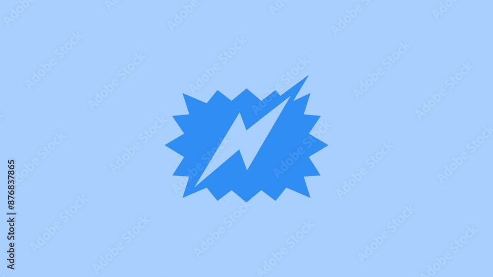 Speech balloon thunderbolt icon blue color animation Speech balloon thunderbolt icon blue color animation