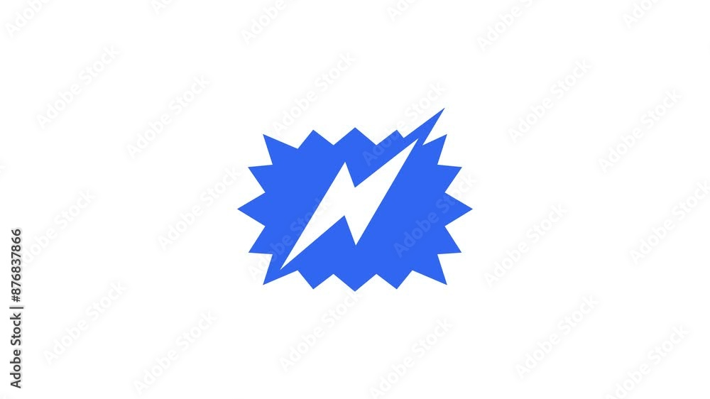 Speech balloon thunderbolt icon blue color animation on white background Speech balloon thunderbolt icon blue color animation on white background