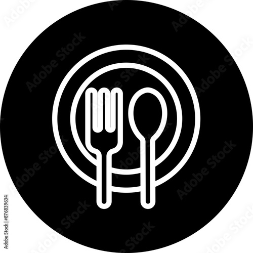 Disposable tableware Vector Line White Circle Black