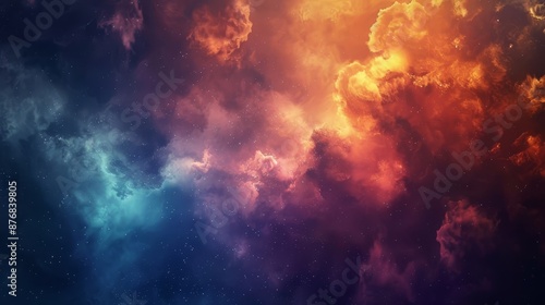 Cosmic Nebula - Abstract Background with Orange, Blue, and Purple Clouds