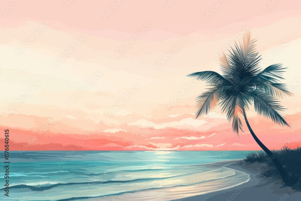 Fototapeta premium Seascape beach tree landscape.