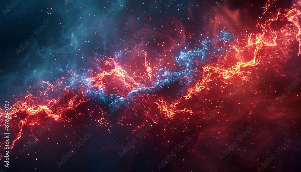 custom made wallpaper toronto digitalHigh-resolution abstract wallpaper with red and blue flames, featuring a Vray-rendered firestorm. Intense burning sparks enhance the visual.