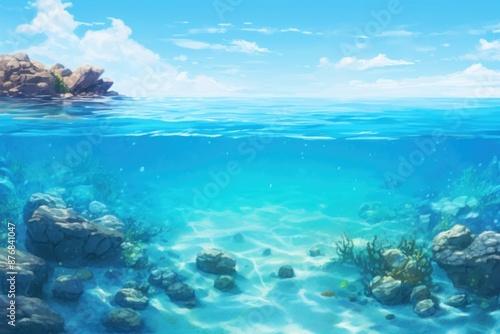 Tropical blue ocean underwater backgrounds outdoors.