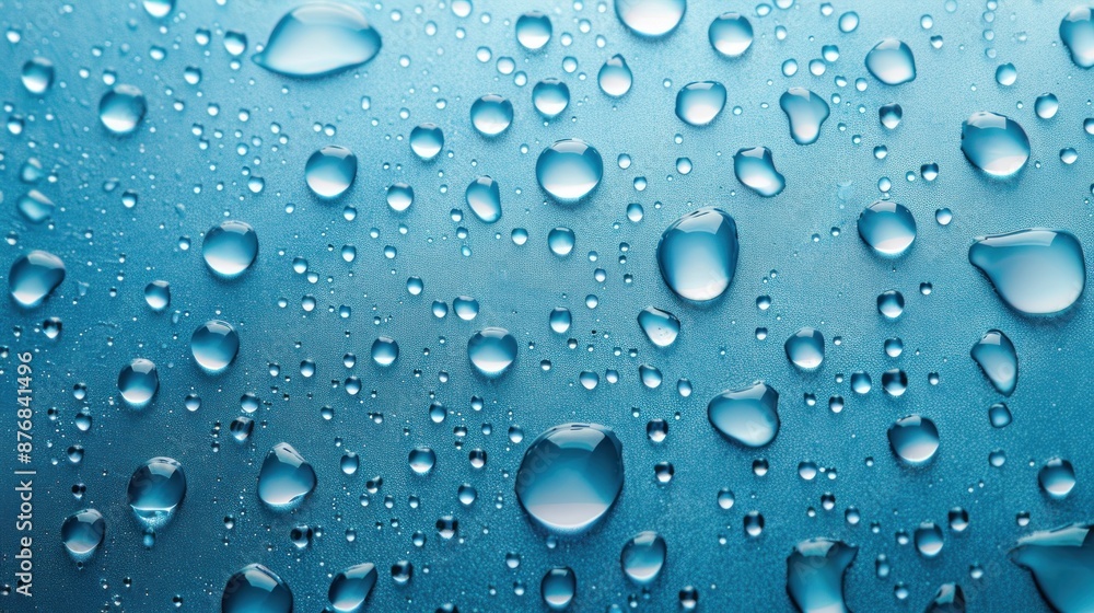 Water Droplets on a Blue Surface Water Droplets on a Blue Surface