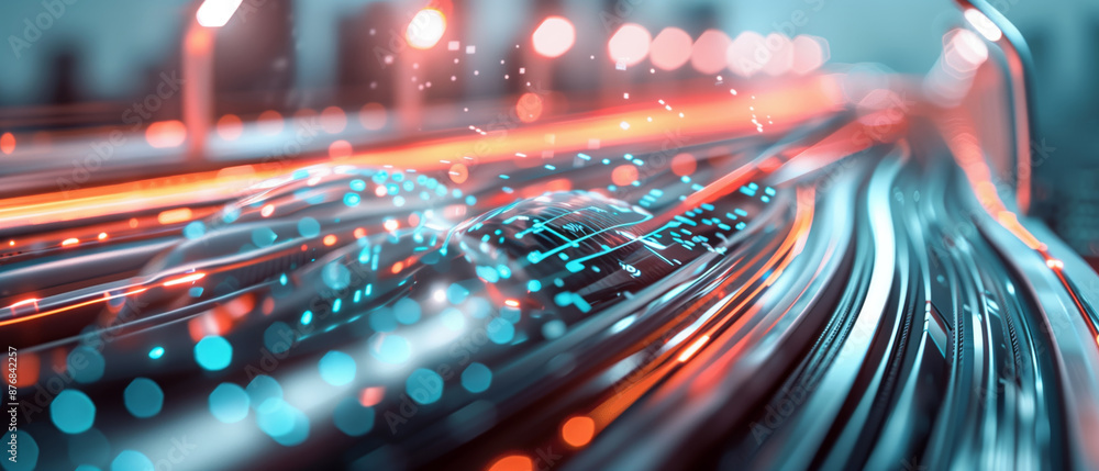 High-speed data transfer through futuristic fiber-optic cables with ...