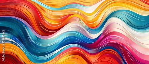 Abstract background with colorful wavy lines, Illustration, Vibrant Colors, High Detail, Dynamic and Energetic , rule of thirds composition shot, add copyspace for text