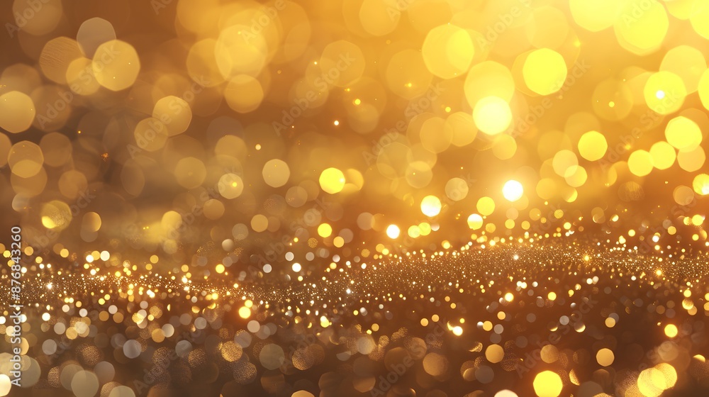 Abstract background with golden glitter and bokeh lights, gold background for celebration or award ceremony Abstract background with golden glitter and bokeh lights, gold background for celebration or award ceremony