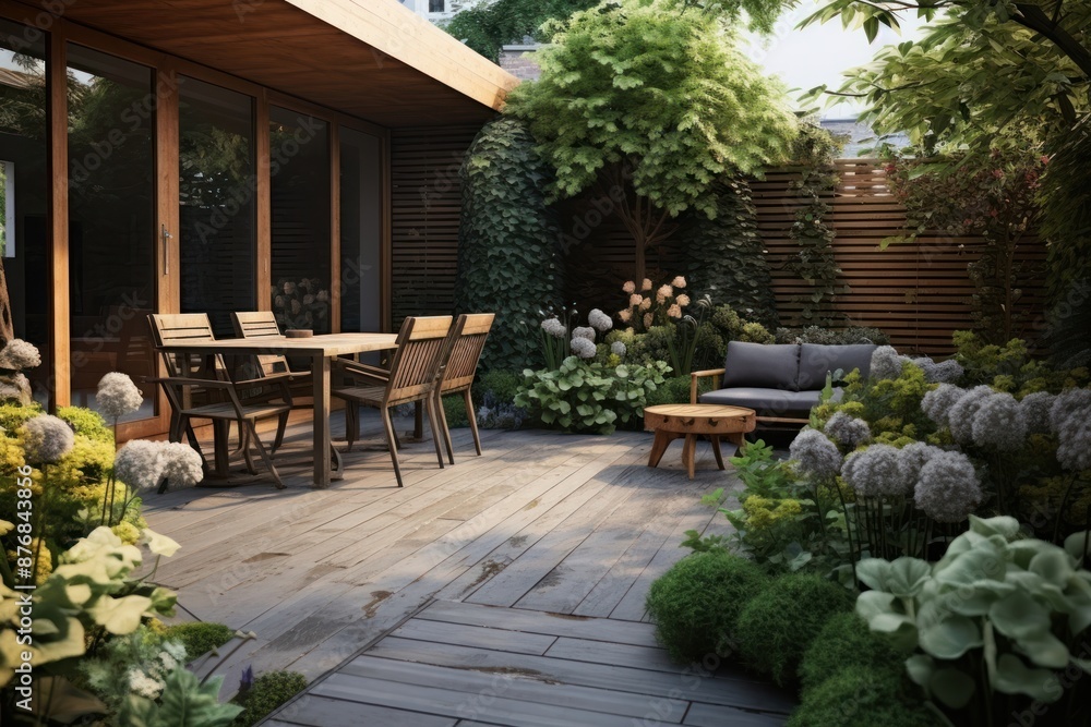 Obraz premium Back garden patio architecture furniture building.