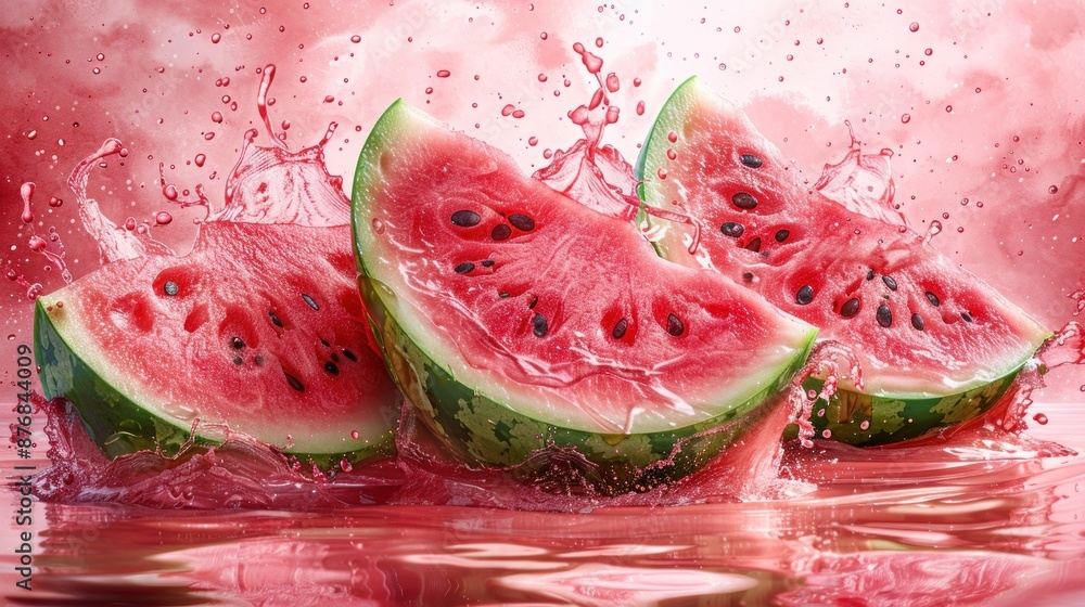 Watermelon Splash in a Pool of Red Juice Watermelon Splash in a Pool of Red Juice
