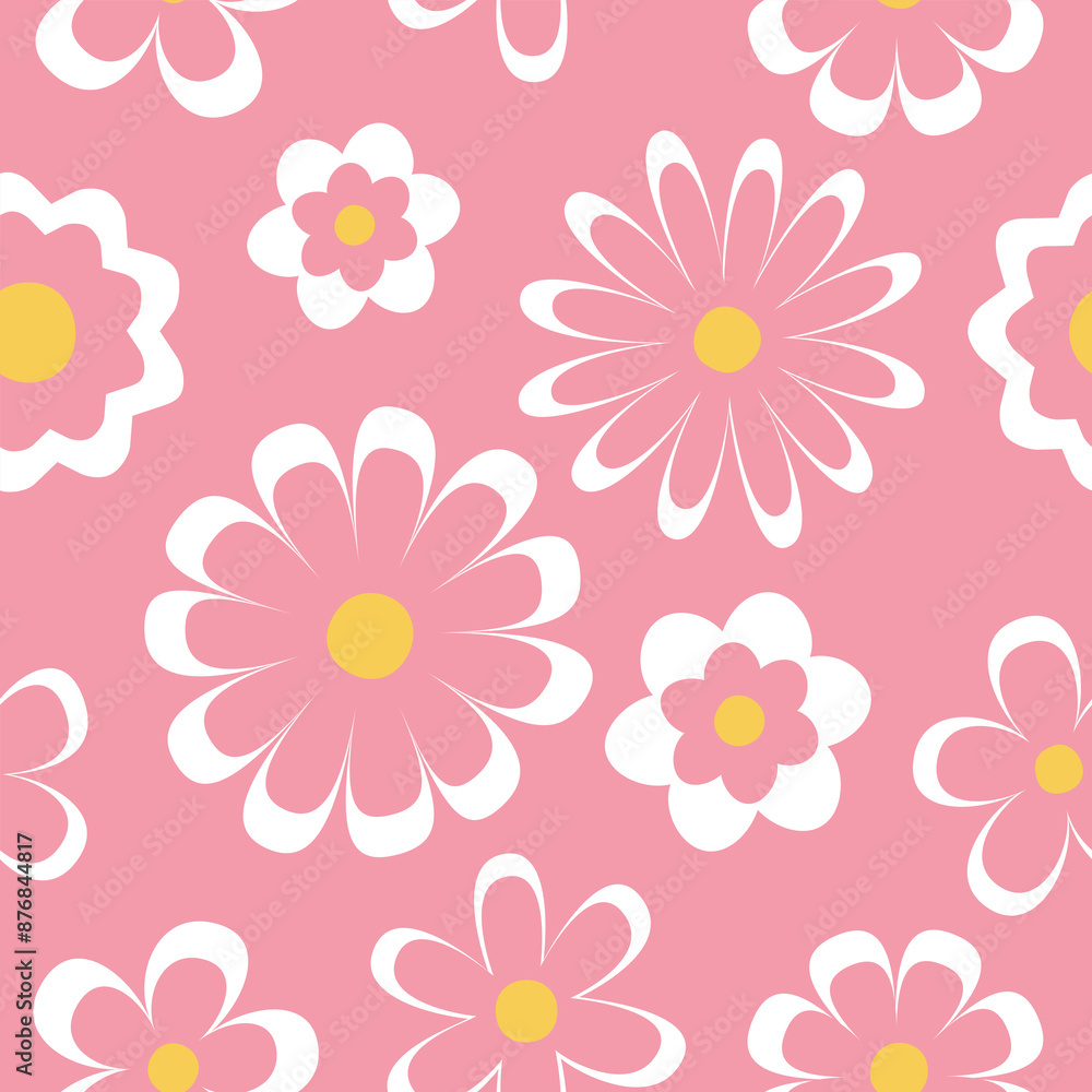 flower floral seamless repeat pattern. this is a pink white yellow flower vector illustration. Design for decorative, wallpaper, shirts, clothing, tablecloths, wrapping, texture, textile, fabric flower floral seamless repeat pattern. this is a pink white yellow flower vector illustration. Design for decorative, wallpaper, shirts, clothing, tablecloths, wrapping, texture, textile, fabric