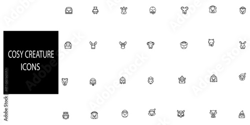 Cosy creature simple concept 28 icons set.Vector illustration.