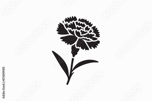 Carnation Flower vector silhouette Image of Adobe illustrator.