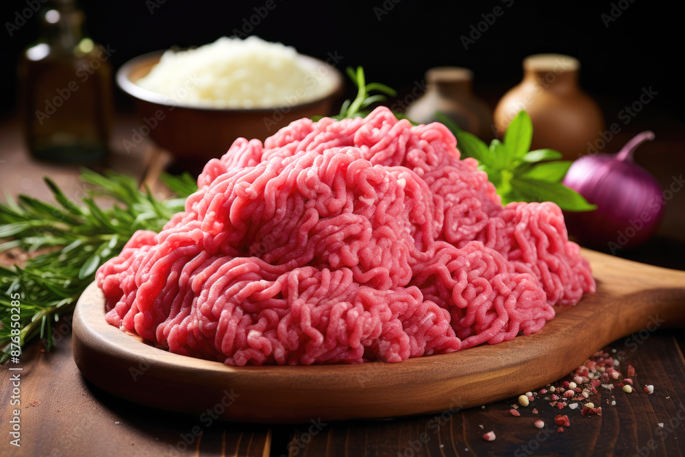 generated illustration of bowl of minced meat with ingredient generated illustration of bowl of minced meat with ingredient